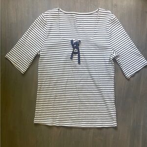 Candace Cameron Bure Navy and White Striped Top